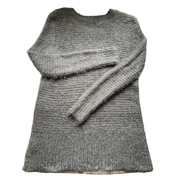 LOVE culture fuzzy grey long sleeve crew neck sweater M - Picture 3 of 5